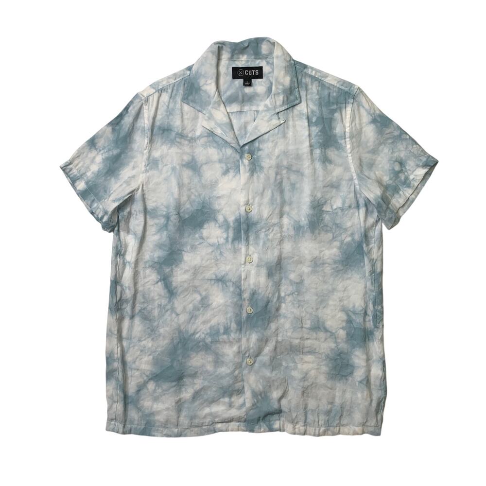 CUTS Shirt Mens S Small White Lake Chileno Hyperloop Button Up Tailored Tie Dye